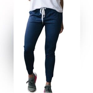 Zyia active navy blue cozy pull on drawstring joggers womens L